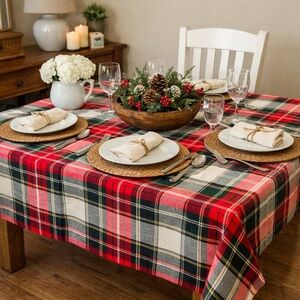 Taylor Linens Red & Green Tartan Plaid Tablecloth Ralph Lauren Christmas